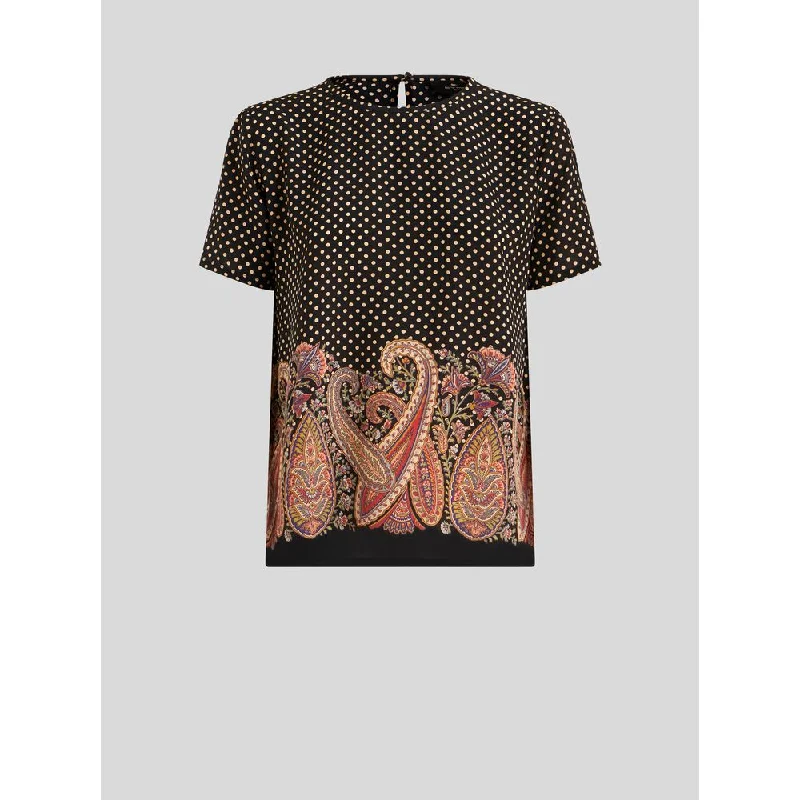 PRINTED CRÊPE DE CHINE T-SHIRT End Of Season Clearance