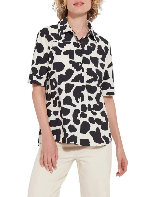 Printed Josie Short Sleeve Button Down Shirt In Wild Contrast Discover Now