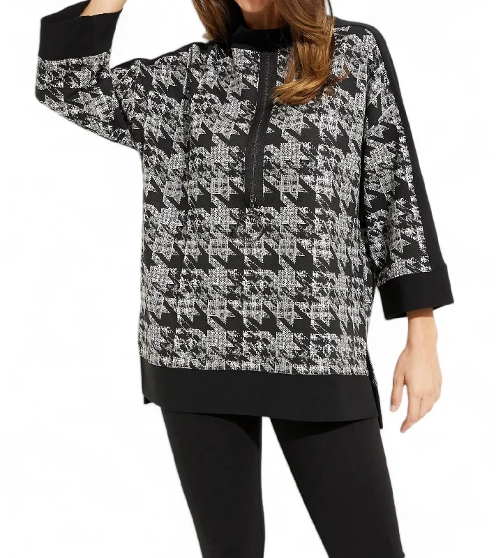 Printed Zip-Up Tunic In Black White Trend Alert