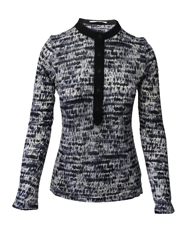 Proenza Schouler Long Sleeve Printed Blouse in Multicolor Cotton Chic And Trendy