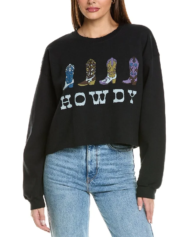 Project Social T Howdy Boots Raw Edge Sweatshirt Current Trends