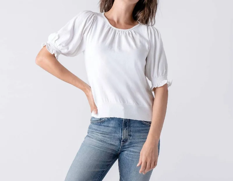 Puff Sleeve Tee In White Summer Fashion