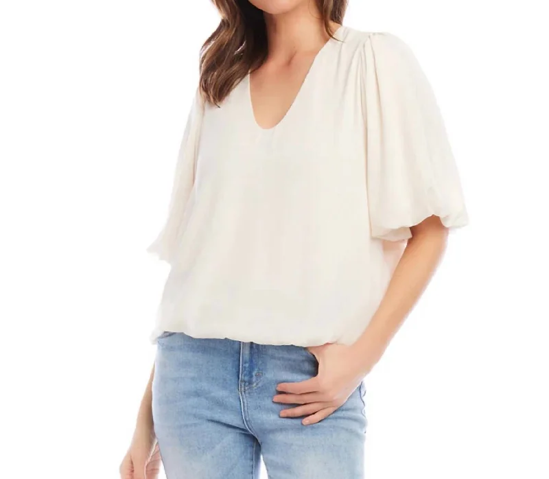 Puff Sleeve Top In Ivory Comfortable Clothes