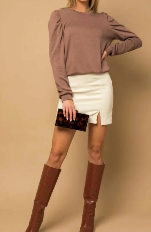 Puff Sleeve Top In Mauve Disco - Inspired Retro Dance Look