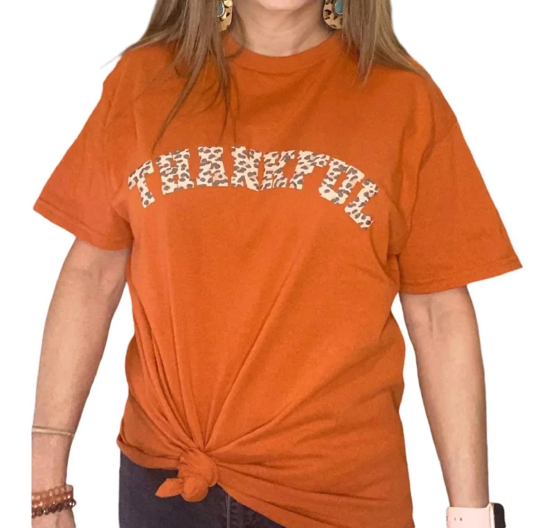 Puffy Leopard Thankful Tee In Burnt Orange Exclusive Sale