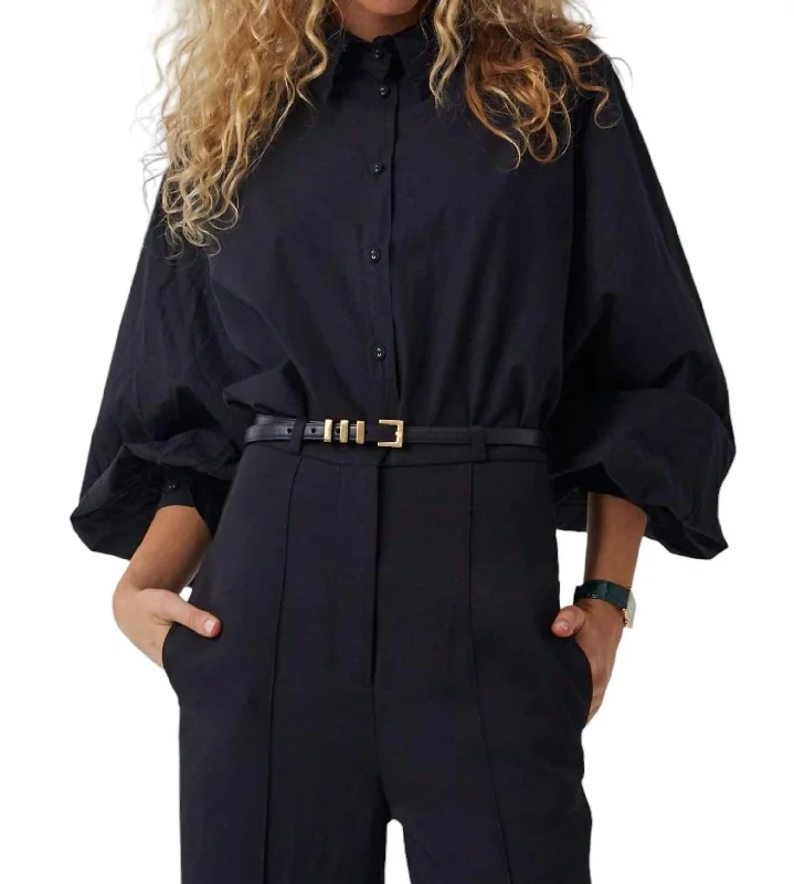 Queen Button Down Shirt In Black Summer Deals