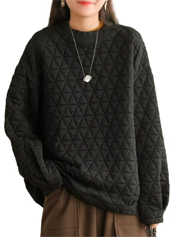 Quilted Textured Long Sleeve Top - Plus In Black Special Offers, Don't Miss