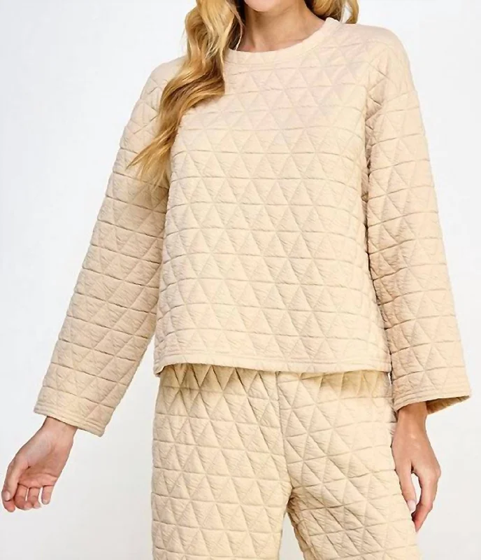 Quilted Textured Long Sleeve Top - Plus In Cream Hot Deals