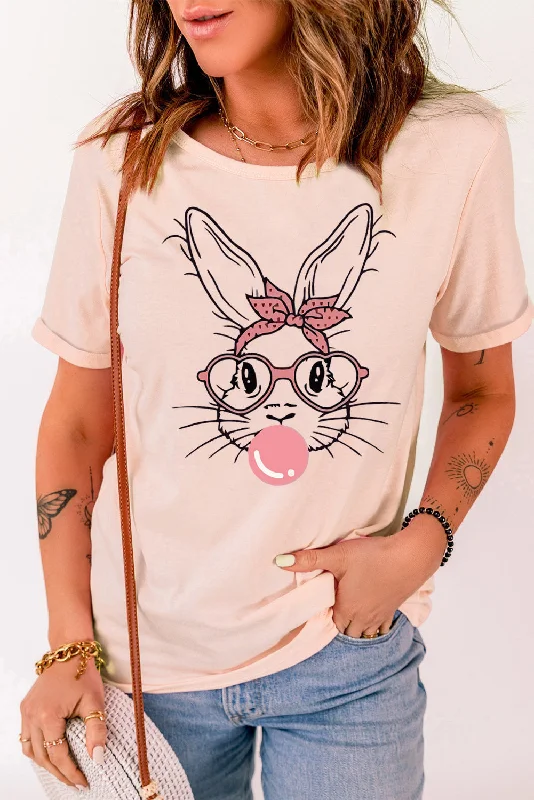 Rabbit Graphic Round Neck Short Sleeve T-Shirt Final Sale