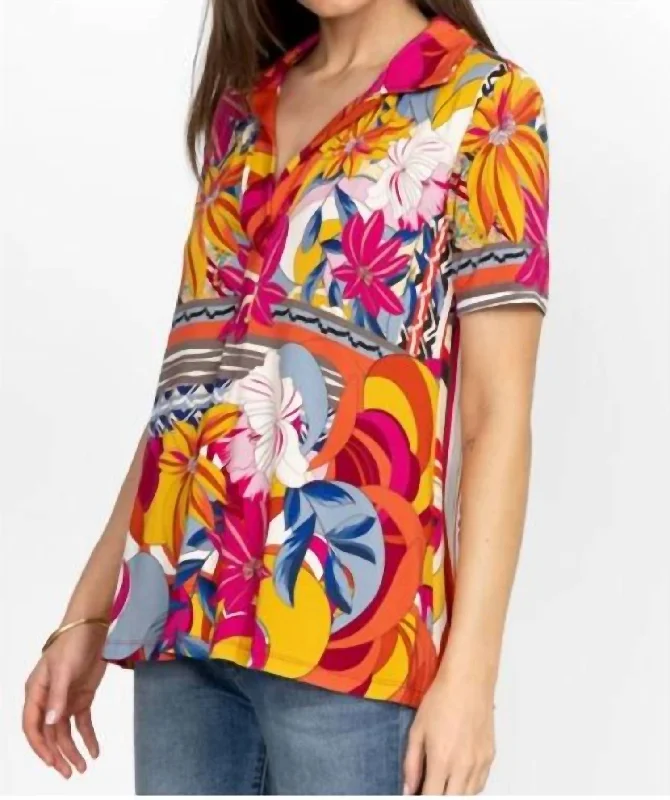 Rachel May Short Sleeve Swing Top In Multi Evening Elegance