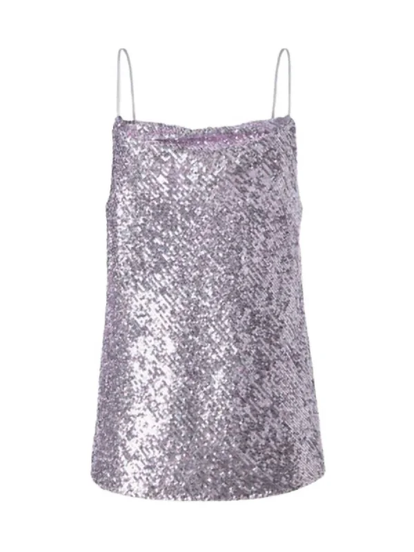 Raindrop Sequin Adjustable Cami Top In Lilac Comfort First Women's Wear