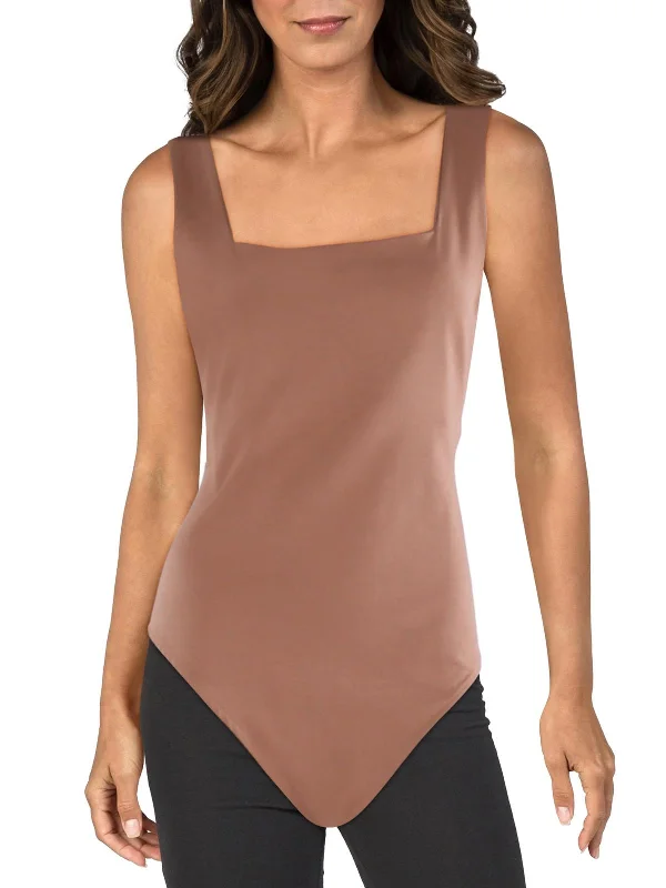 Rallie Womens Square Neck Sleeveless Bodysuit Effortless Everyday Wear