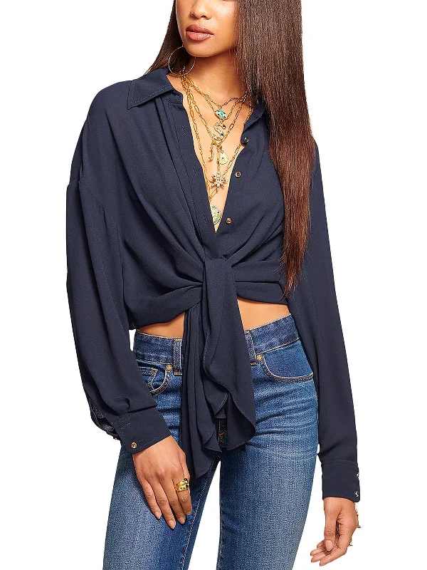 Raven Womens Collar Long Sleeve Blouse Chic Style, Always In Vogue