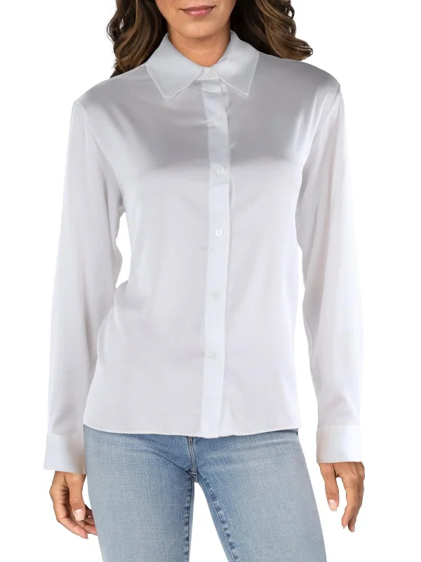 Rayne Womens Collared Work Wear Button-Down Top Colorful Clothing