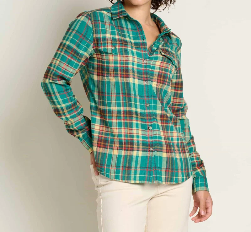 Re-Form Flannel Long Sleeve Shirt In Cyan Best Sellers