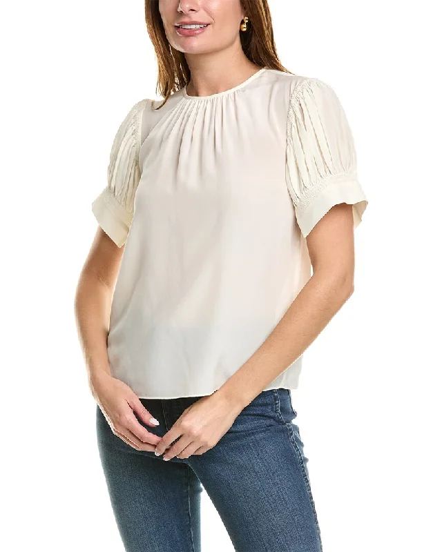 Rebecca Taylor Tie Neck Silk Blouse Casual Chic Clothing