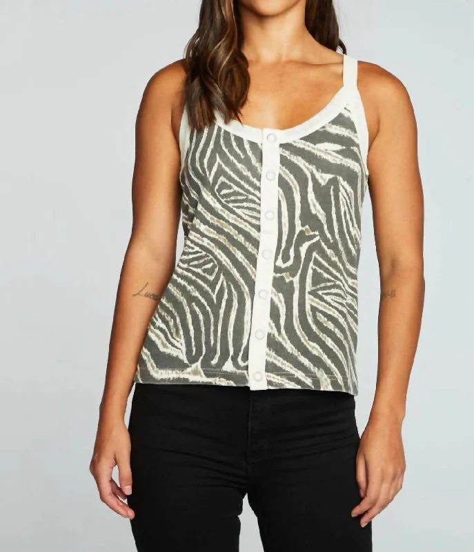 Recycled Vintage Rib Tank In Zebra Print Style Beyond Borders