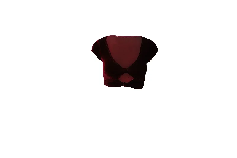 Reformation Lois Cut Out Top in Burgundy Polyester Romantic Flair