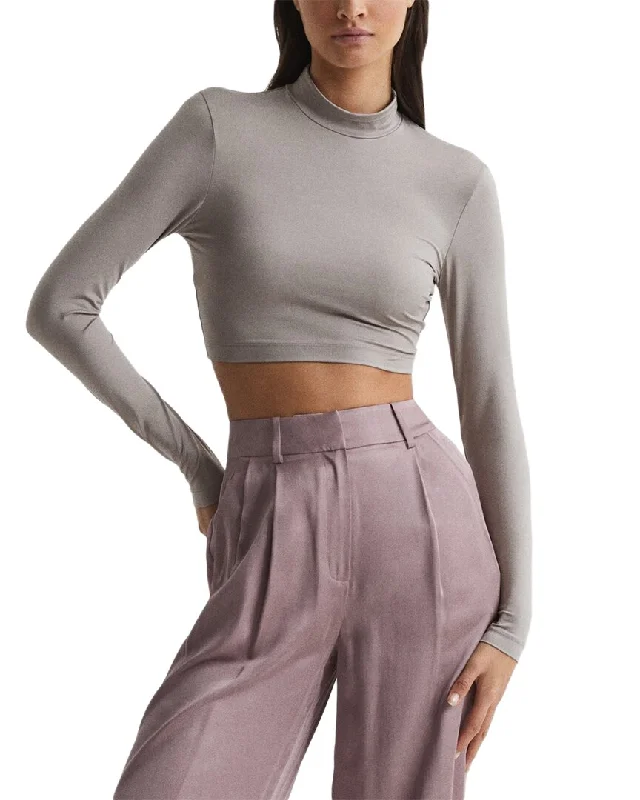 Reiss Bobbi High Neck Crop Top Effortless Everyday Wear