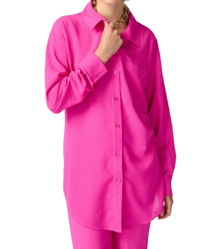 Relaxed Fit Hip-Length Shirt In Ultra Pink Trendy Clothing Sale