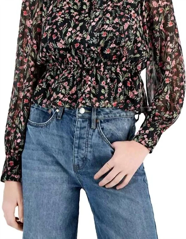 Renee Tie Top In Blk/pink Save Big