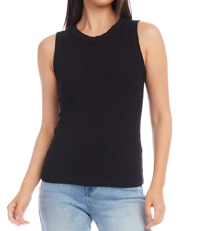 Rib Tank In Black Unleash Your Trendy Side