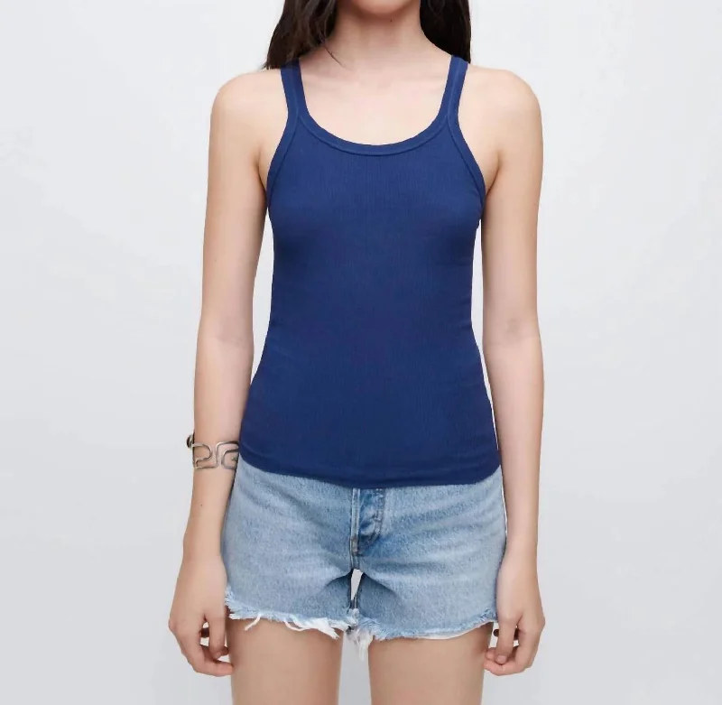 Ribbed Tank In French Blue Summer Fashion