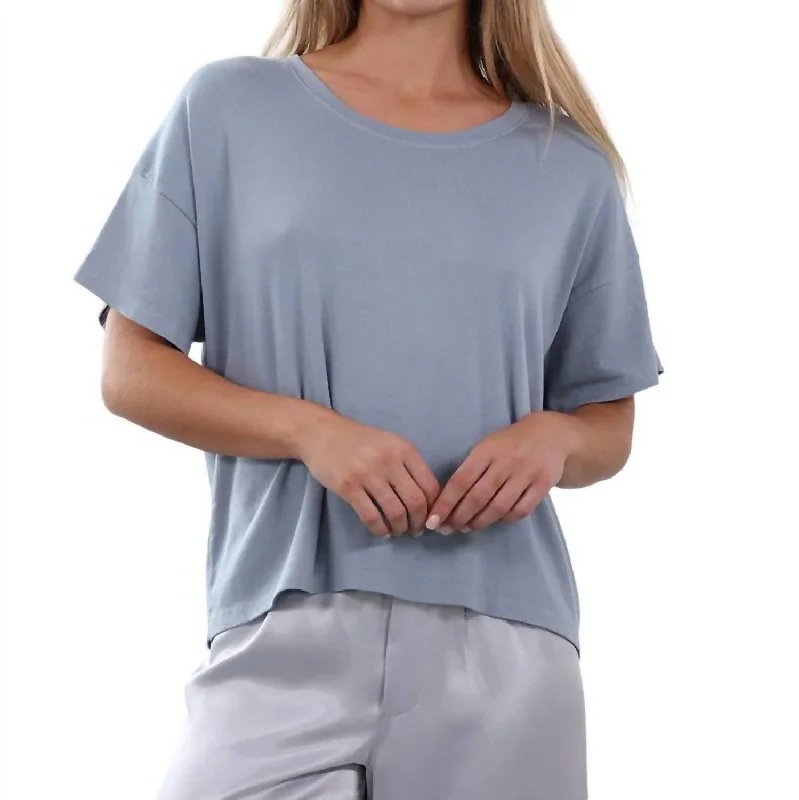 Ricky Rib Short Sleeve Crew Neck Shirt In Morning Blue Trendy Urban Attire