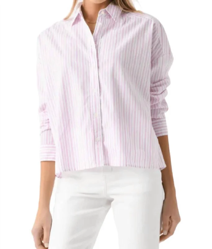 Riley Shirt In Peony Stripe Contemporary Elegance