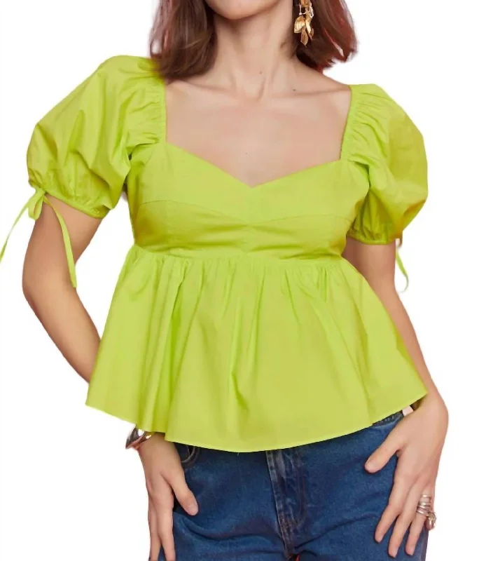 Rita Puff Sleeve Top In Lime Mid - Week Surprise