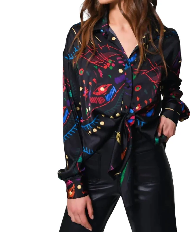 Robbie Top In Multicolor Jaguars Satin Special Offers, Don't Miss