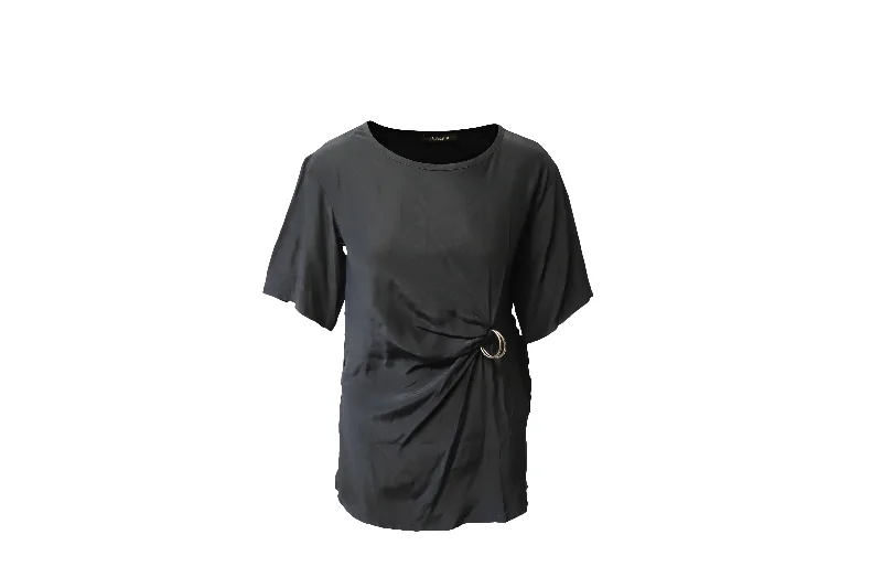 Roberto Cavalli Buckle Detail Blouse in Black Silk Vintage Charm