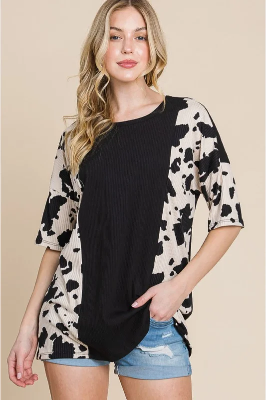 Rodeo Love Ribbed Animal Contrast Tee Last Chance Sale