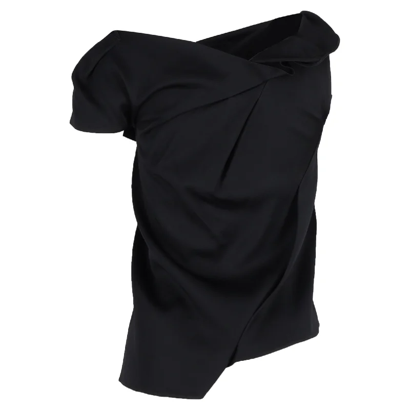 Roland Mouret Asymmetric Draped Top in Black Wool Mother's Day Special