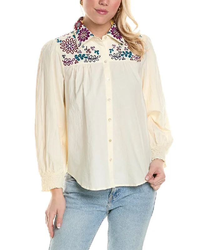 Roller Rabbit Veda Embroidered Noemie Shirt Summer Fashion