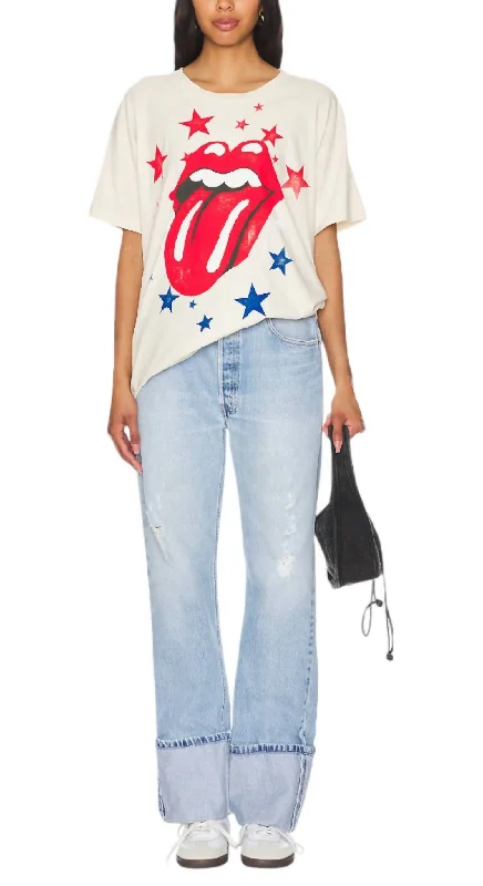 Rolling Stones Stars Merch Tee Top In Dirty White Trend Setting Threads