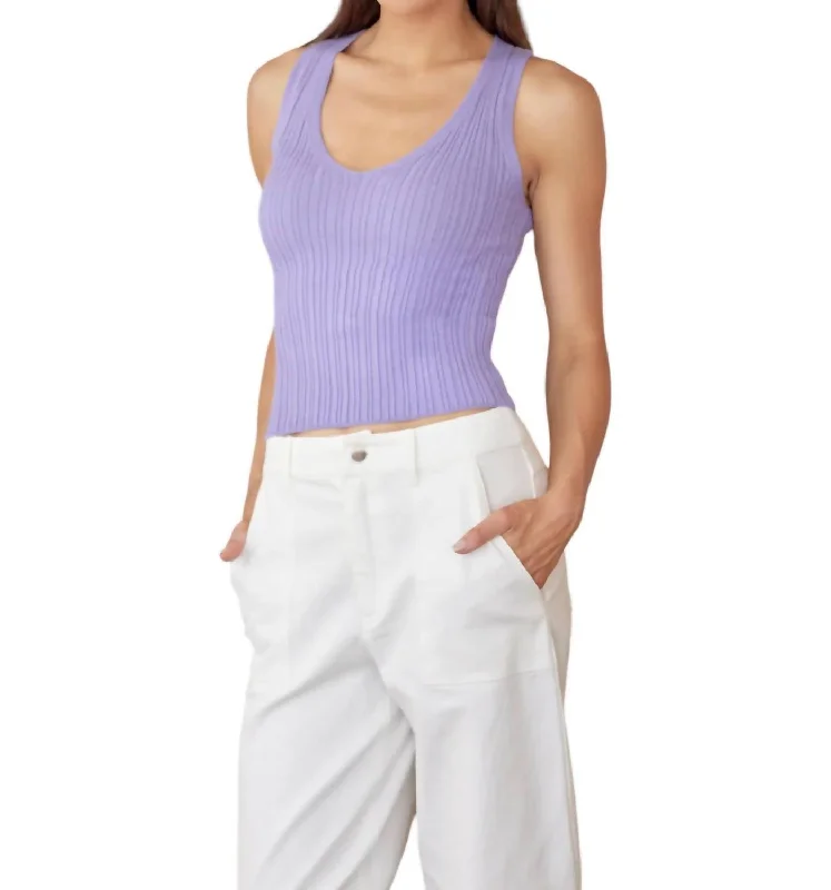 Rosy Rib Knit Top In Lilac Big Savings