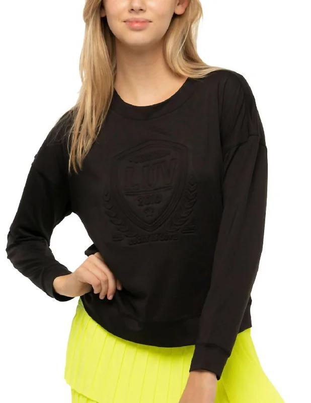 Round Neck Long Sleeve Top In Black Vibrant Femme Fashion