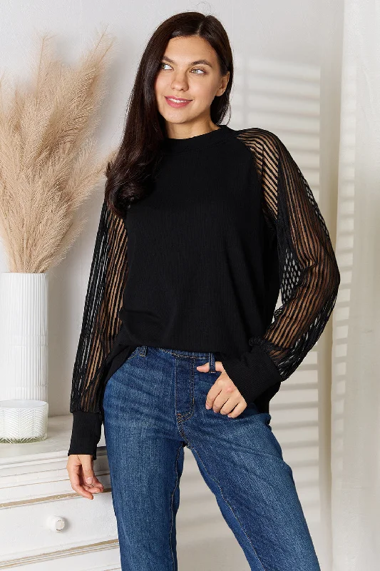 Round Neck Raglan Sleeve Blouse Fashion Forward