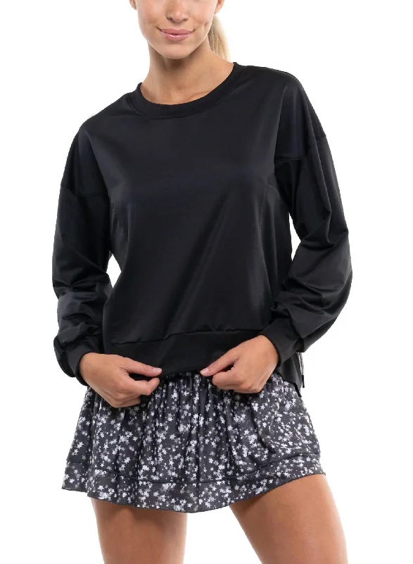 Ruche Back Long Sleeve Top In Black Evening Looks