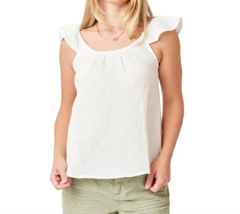 Ruffle Corrine Cotton Gauze Tank In Cloud Limited Edition