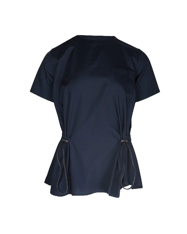 Sacai Open Back T-shirt in Navy Blue Polyester Get The Latest Trends