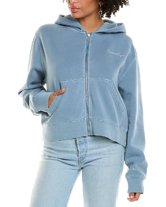 Samii Ryan Denim Wash Zip Up Hoodie Chic Urban Fashion Look