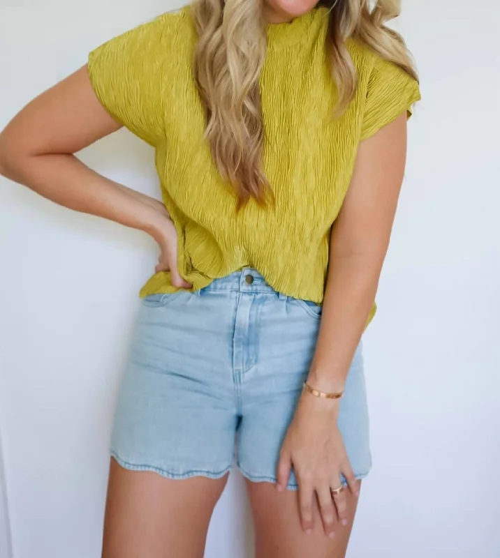 Sammie Sleeveless Textured Blouse In Chartreuse Spring Fashion