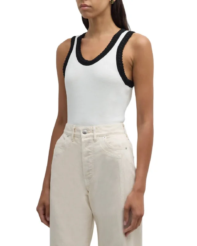 Sandra Tank Top In Ivory/black Urban Femme Streetwear