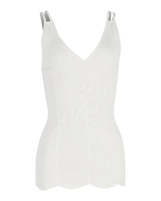 Sandro Knit Sleeveless Top in White Cotton Clearance Event