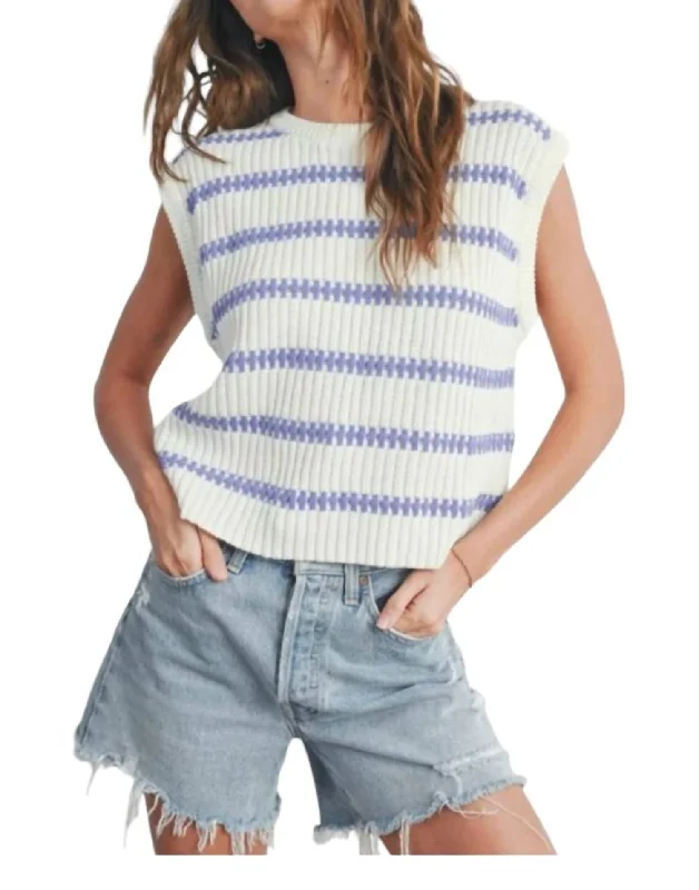 Sanibel Knit Tank Top In White/purple Crazy Price Slashing