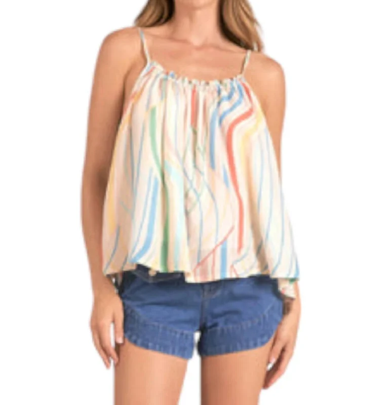 Santa Barbara Flowy Printed Tank Top In Multi Casual Chic