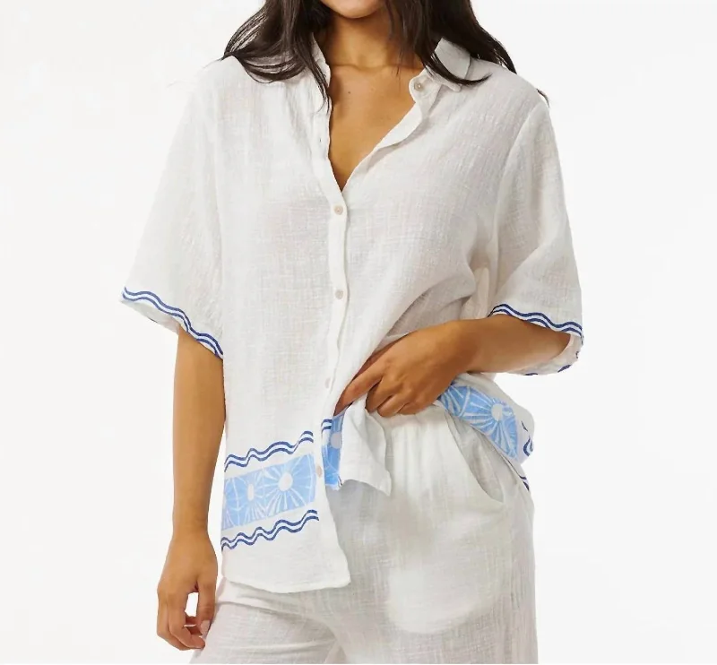 Santorini Sun Printed Shirt In 70 Blue Trend Forward Threads