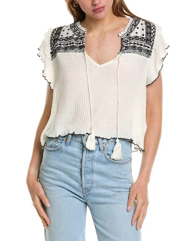 Sarafina Top In Ivory Combo Boho - Chic Festival - Ready Style